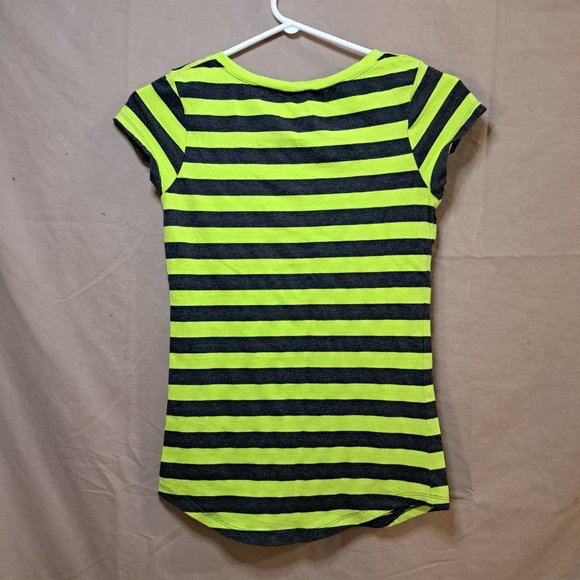 Women's Green and Black Stripped Tee Shirt - Picture 4 of 4